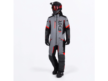 FXR Helium Insulated Monosuit Titanium/Red - pánsky overal