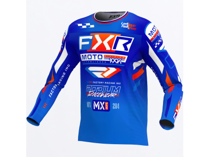 FXR Podium Gladiator MX Jersey Blue/White/Nuke Red - motokrosový dres
