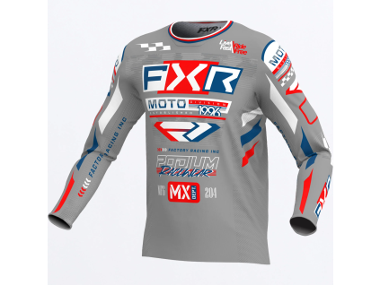 FXR Podium Gladiator MX Jersey Grey/White/Red - motokrosový dres