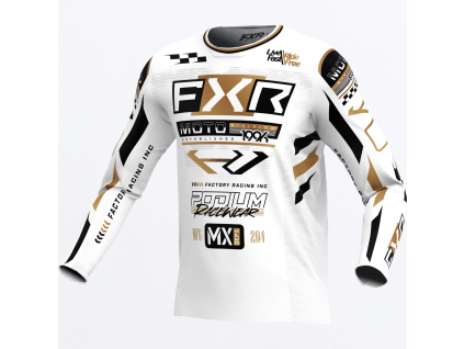 FXR Podium MX Jersey White/Black/Gold - Detský motokrosový dres