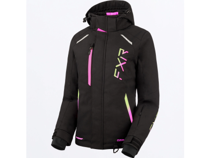 FXR Pulse Jacket Black/Kiwi-E Pink Fade - dámska bunda