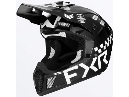 FXR Clutch Gladiator Helmet Black/White - motokrosová prilba