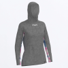 FXR Women's Attack UPF Pullover Hoodie Grey Heather/Pink-Blue Dye - dámska mikina