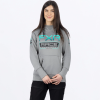 FXR Women's Race Division Tech Pullover Hoodie Grey/Mint - dámska mikina