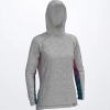 FXR Women's Attack UPF Pullover Hoodie Grey Hthr/Rasp-Slate - dámska mikina