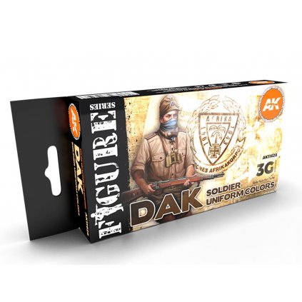 AK Acrylics 3Gen FIGURE SET AK11628 DAK SOLDIER UNIFORM COLORS 3G (6x17ml)