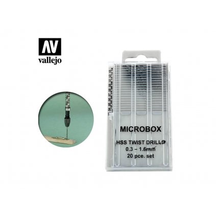 Vallejo T01001 Sada 20ti mikro vrtáčků 0.3-1.6mm