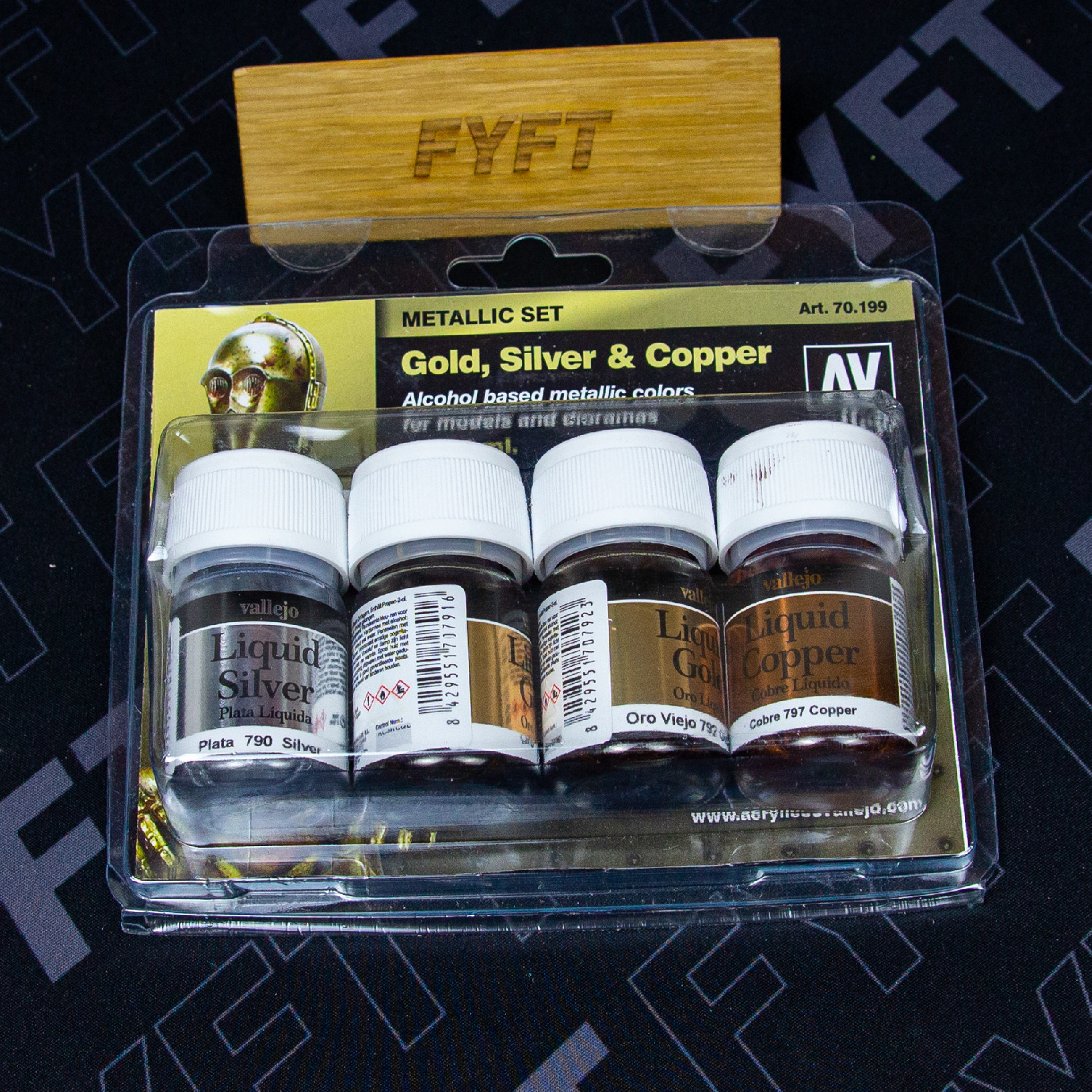Vallejo Metallic Set 70199 Gold, Silver & Copper (4x35ml)