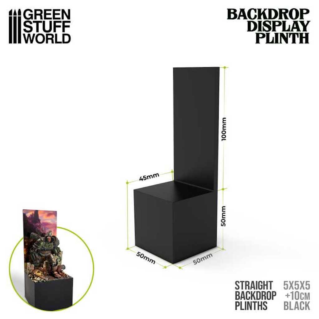 Green Stuff World Straight Backdrop Plinths 5x5x5cm Black (Green Stuff World)