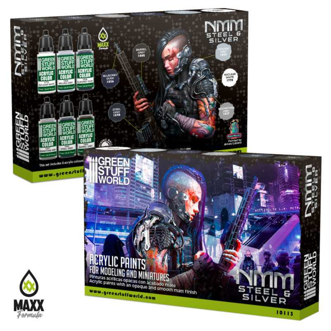 Sada barev Acrylic Paints Set - NMM Steel & Silver (GSW)