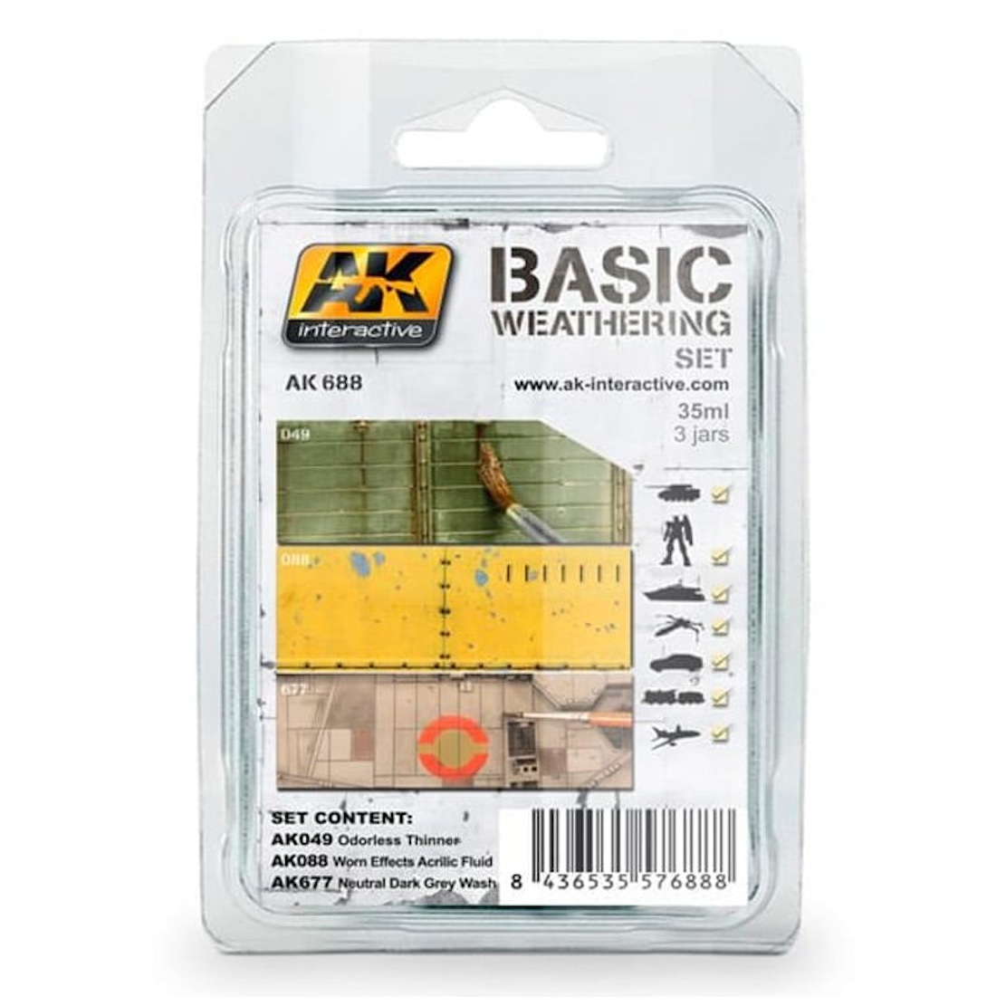 AK Interactive AK Weathering SET AK688 BASIC WEATHERING (3x35ml)