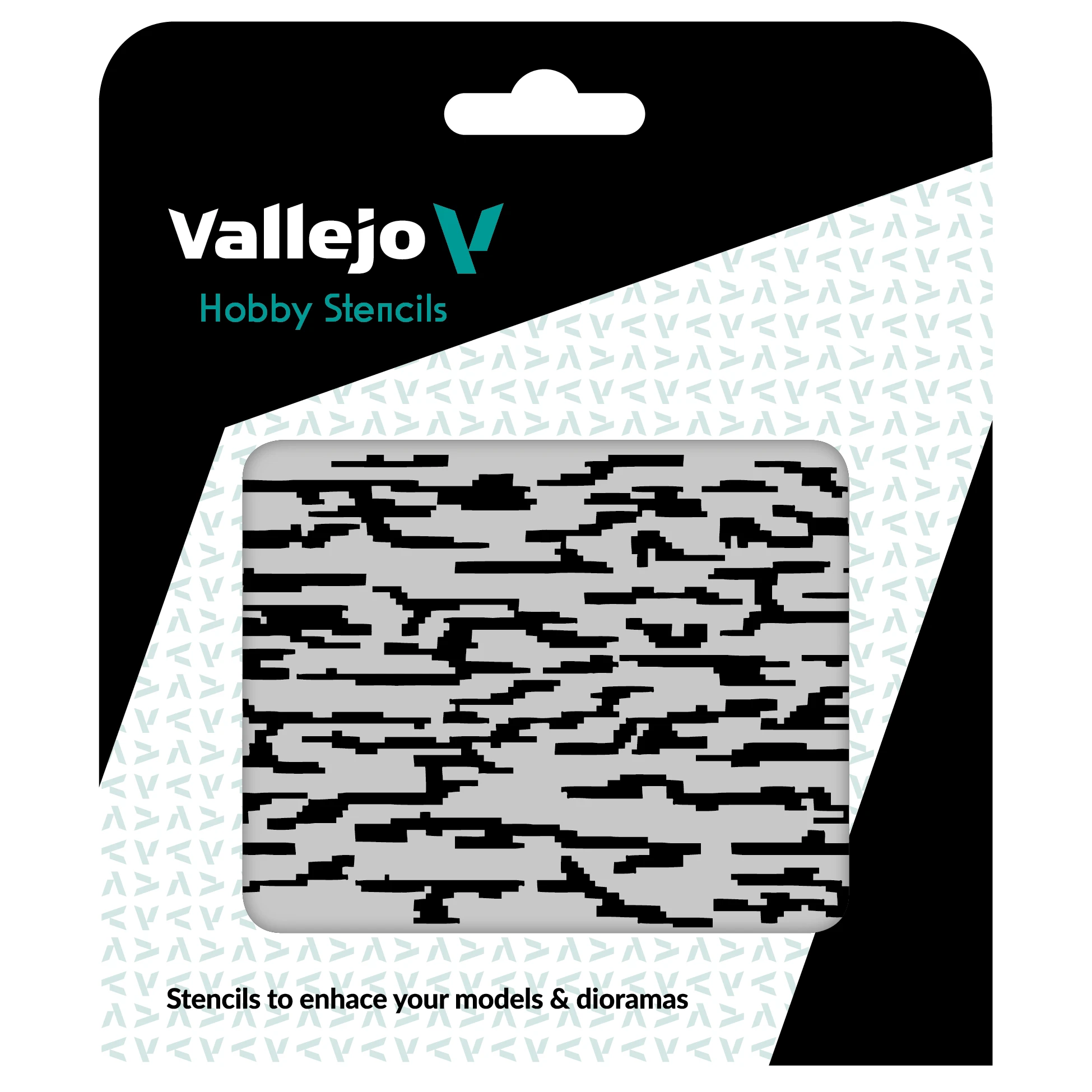 Vallejo Šablona Pixelated Modern Camo - ST-CAM004 (Vallejo Hobby Stencils)