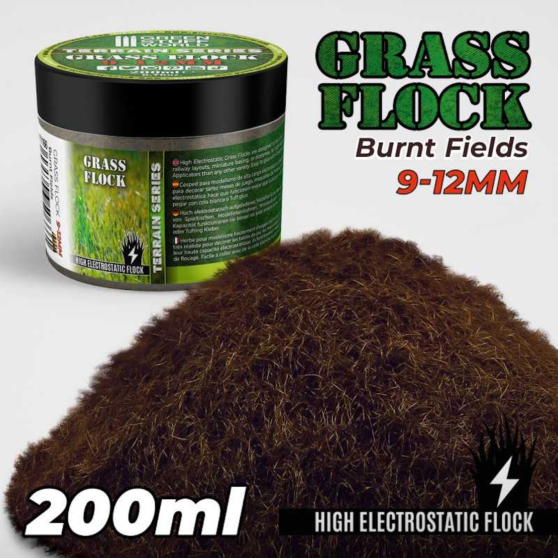 Green Stuff World Static Grass Flock 9-12mm - Burnt Fields - 200 ml (Green Stuff World)