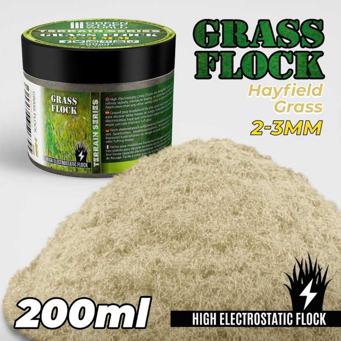 Green Stuff World Static Grass Flock 2-3mm - HAYFIELD GRASS - 200 ml (Green Stuff World)