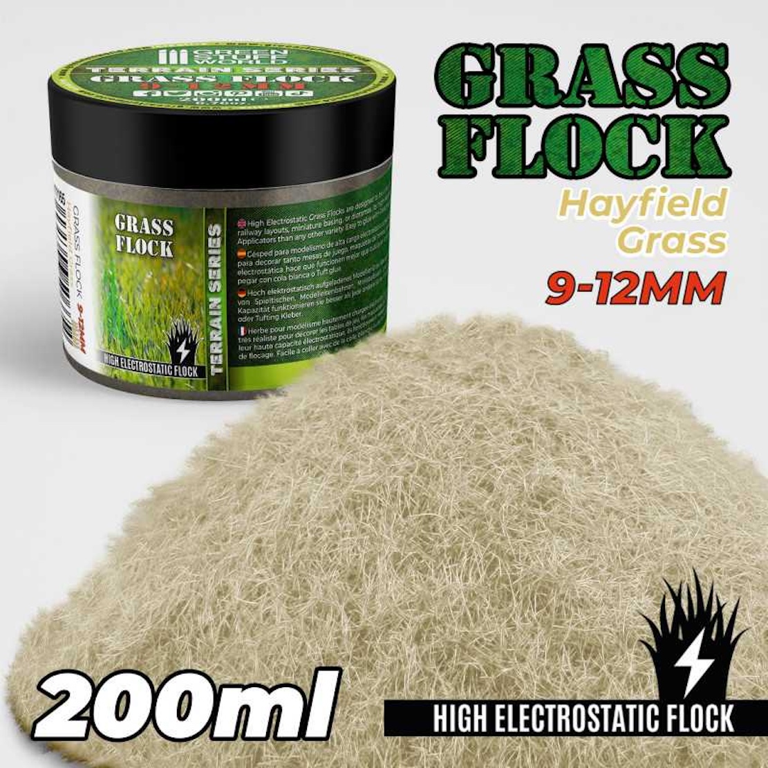 Green Stuff World Static Grass Flock 9-12mm - HAYFIELD GRASS - 200 ml (Green Stuff World)