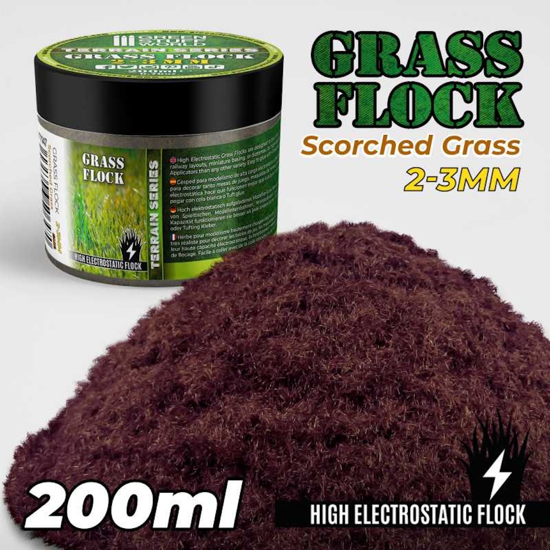 Green Stuff World Static Grass Flock 2-3mm - SCORCHED BROWN - 200 ml (Green Stuff World)