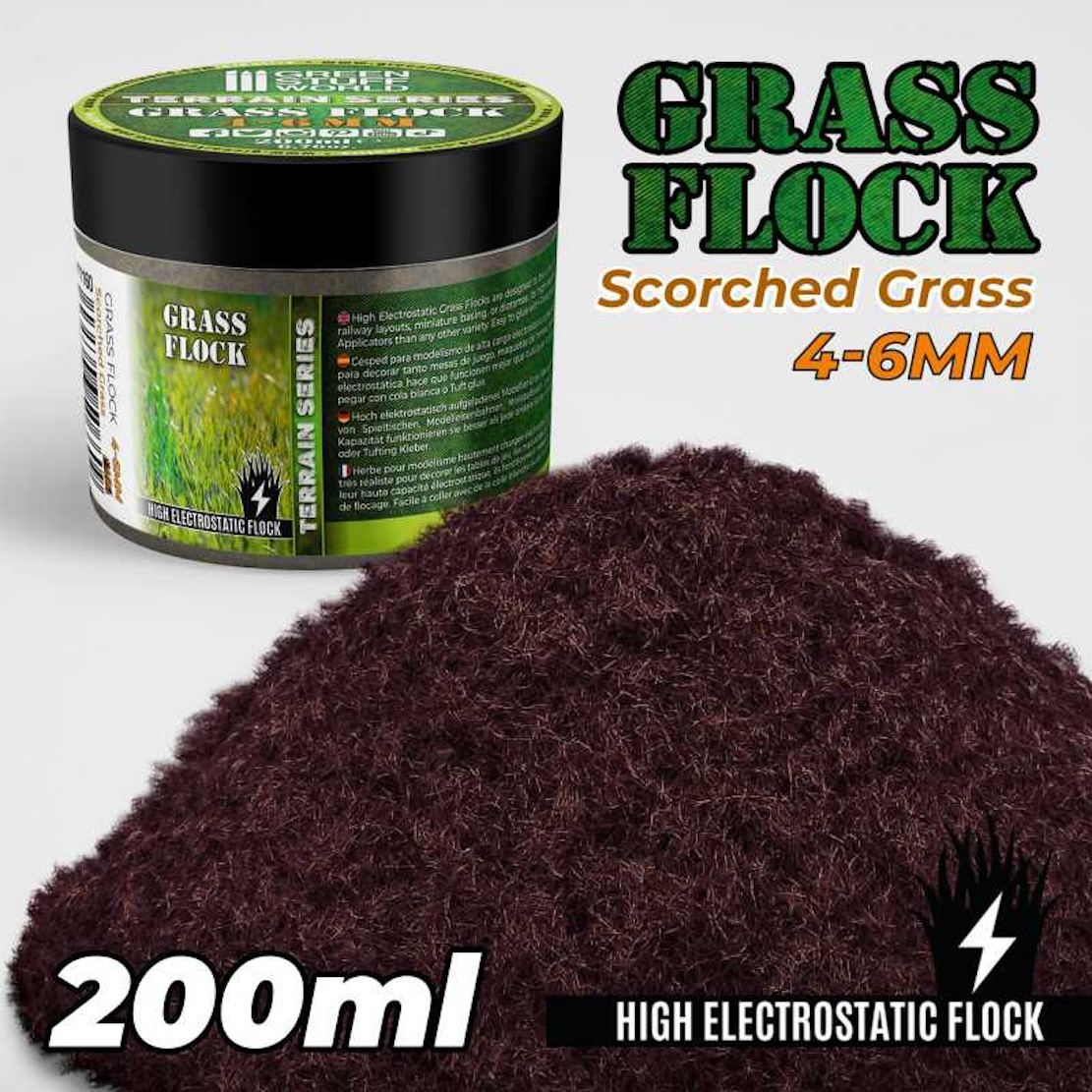 Green Stuff World Static Grass Flock 4-6mm - SCORCHED BROWN - 200 ml (Green Stuff World)