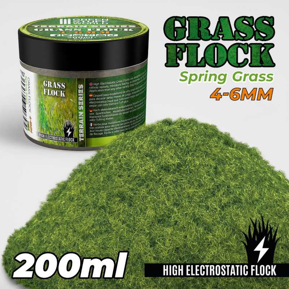 Green Stuff World Static Grass Flock 4-6mm - SPRING GRASS - 200 ml (Green Stuff World)