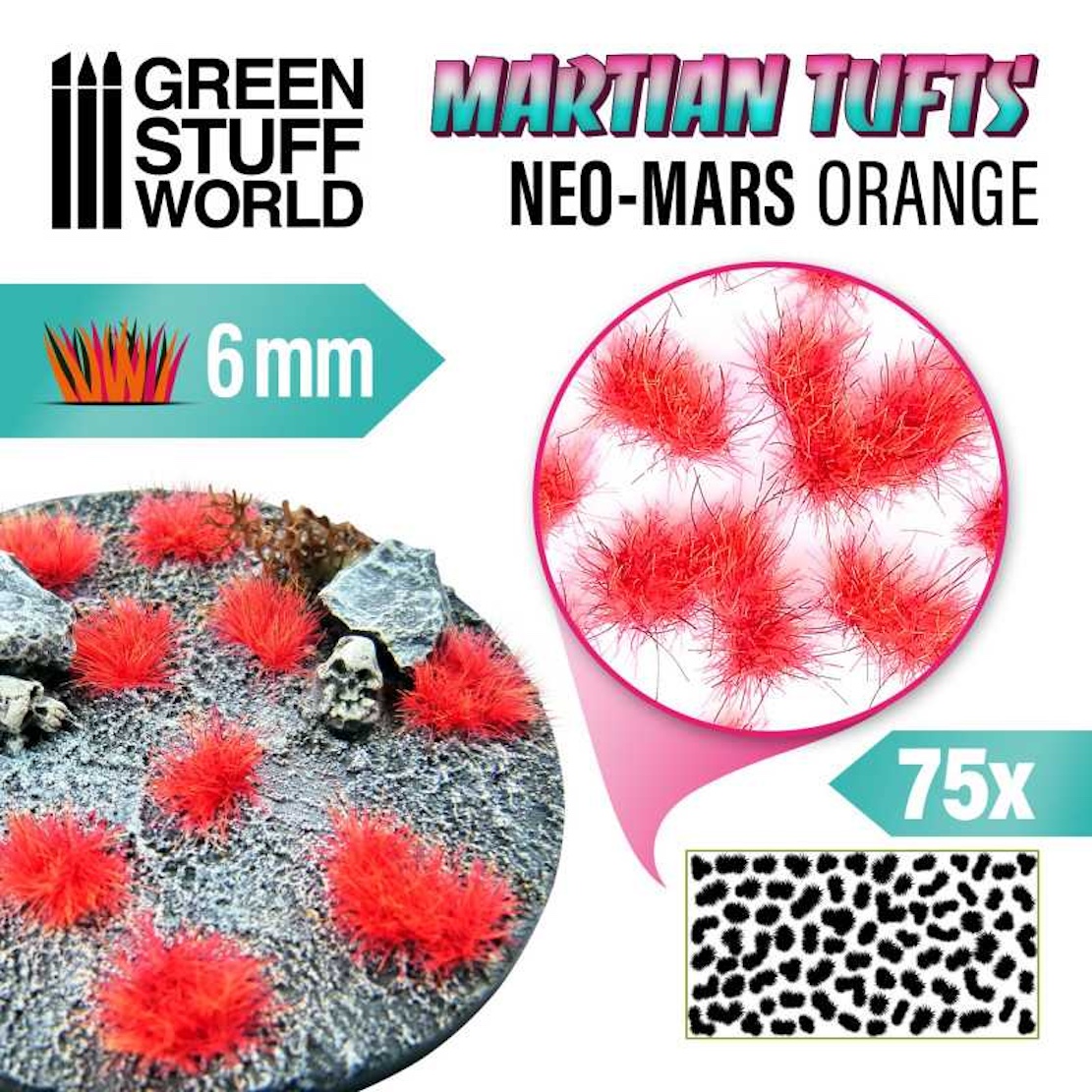 Green Stuff World Martian Fluor Tufts - NEO-MARS ORANGE (Green Stuff World)