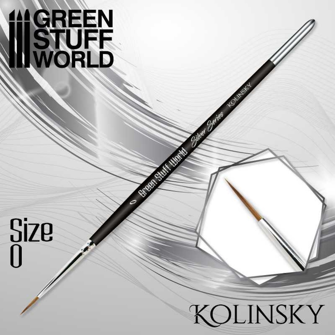 Green Stuff World SILVER SERIES Kolinsky Brush - Size 0 (Green Stuff World)