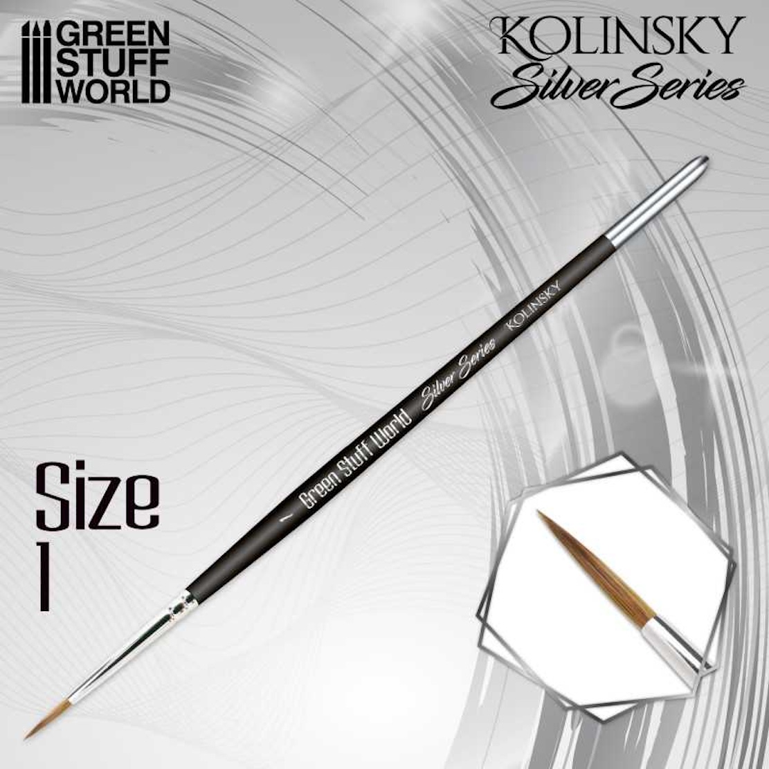 Green Stuff World SILVER SERIES Kolinsky Brush - Size 1 (Green Stuff World)