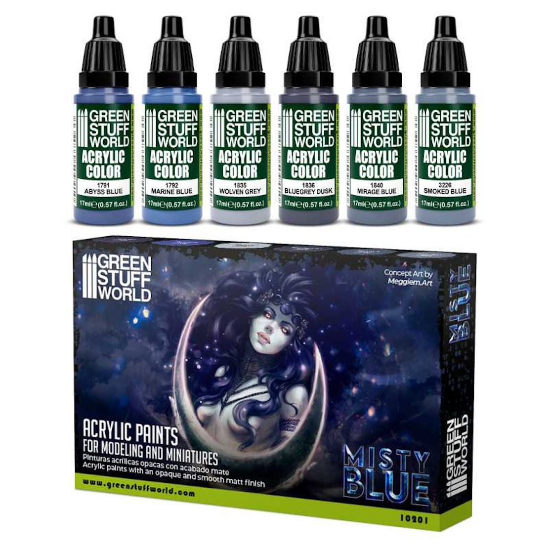 Green Stuff World Paint Set - Misted Blue (Green Stuff World)