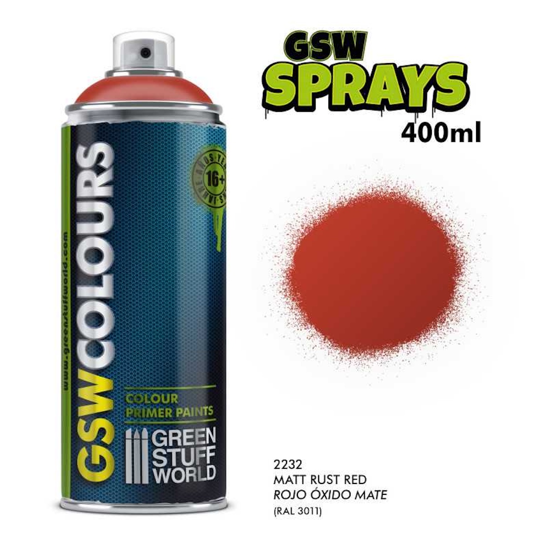 Green Stuff World RED RUST Matt Primer Spray Paint 400ml (Green Stuff World)