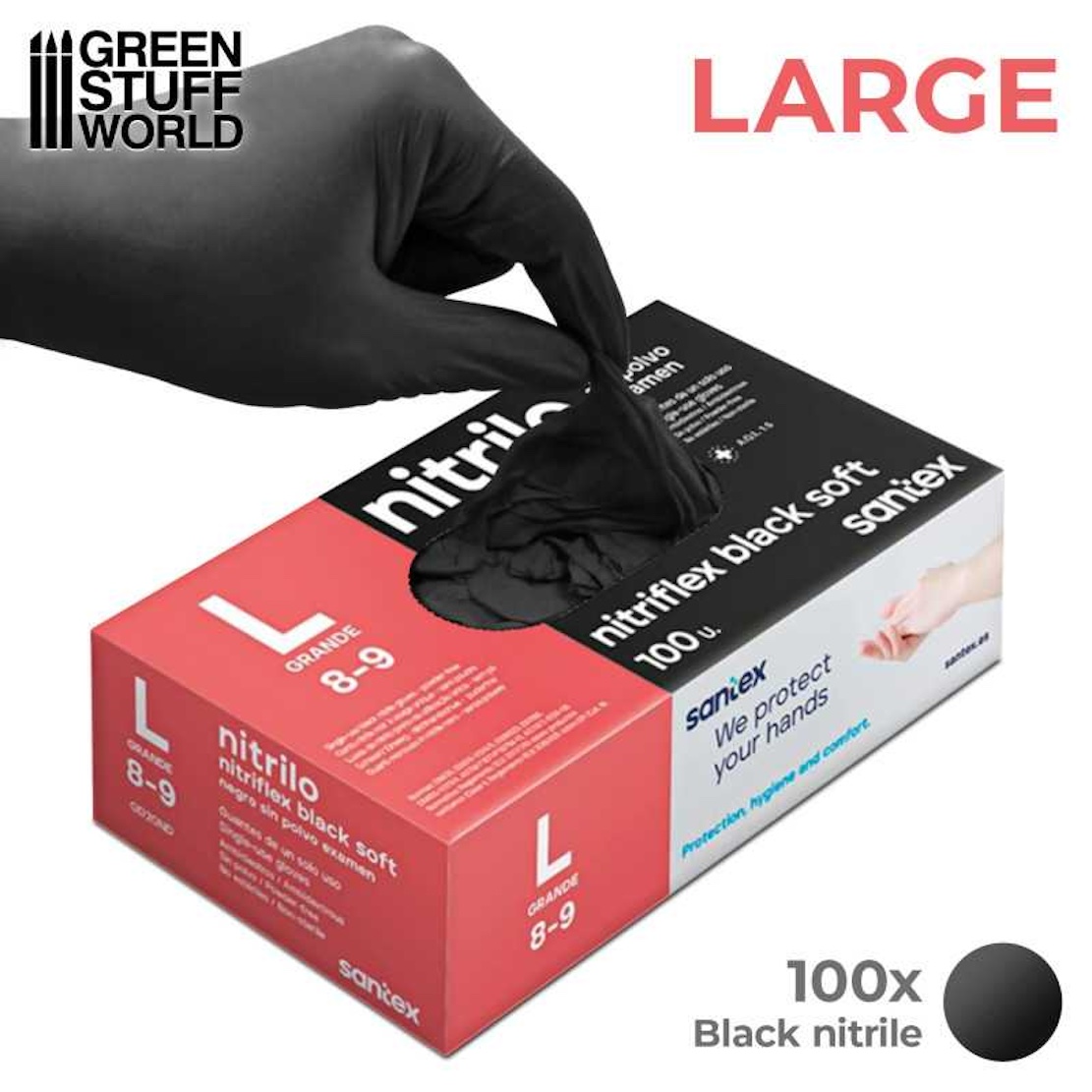 Green Stuff World 100x rukavice Black Nitrile Gloves - Large (Green Stuff World)