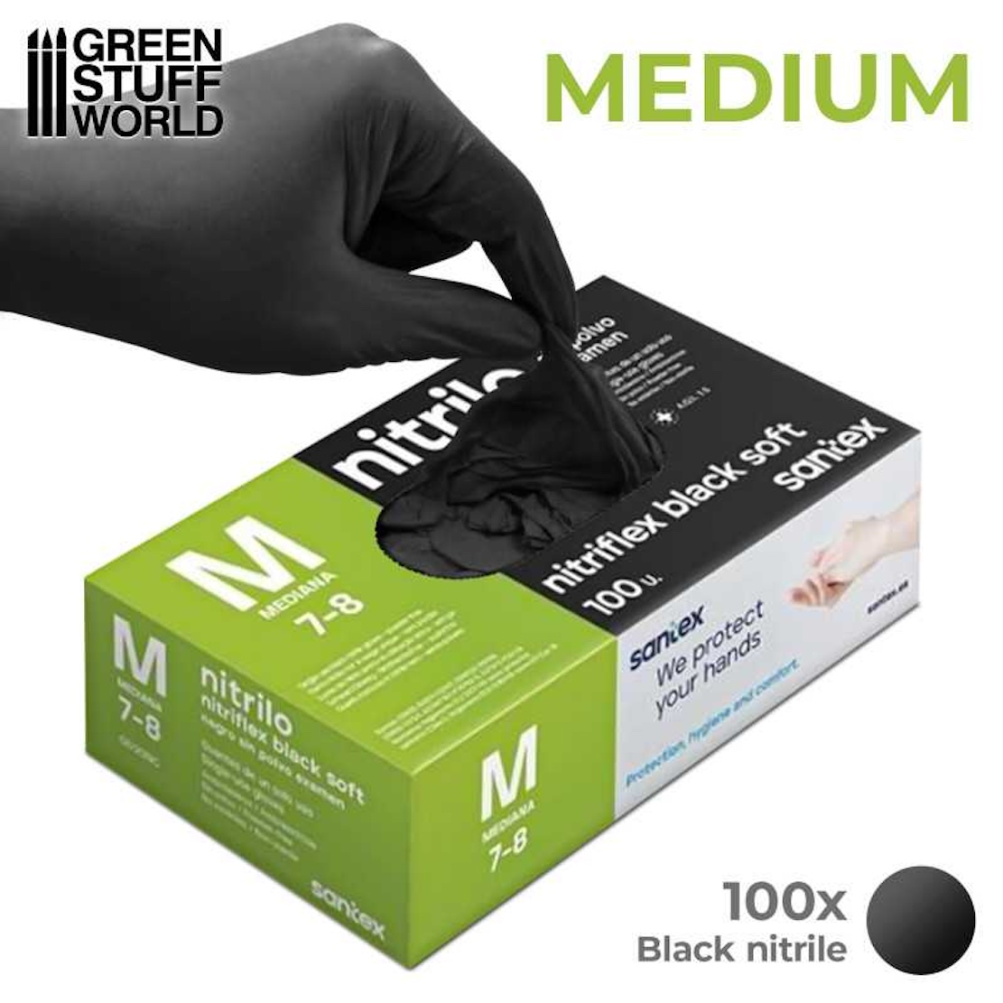 Green Stuff World 100x rukavice Black Nitrile Gloves - Medium (Green Stuff World)