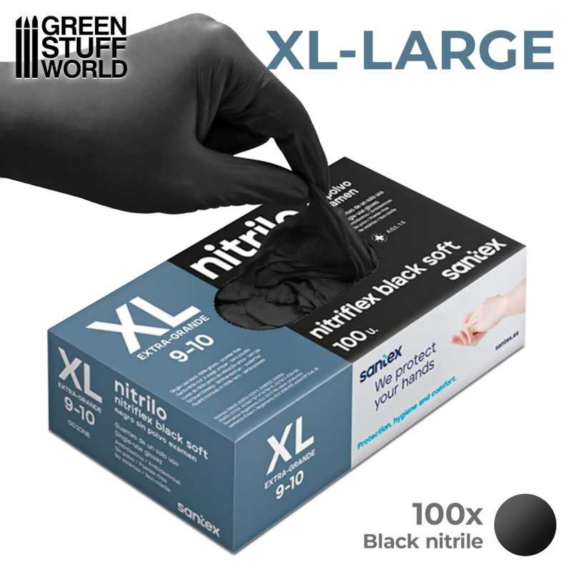 Green Stuff World 100x rukavice Black Nitrile Gloves - Extra Large (Green Stuff World)