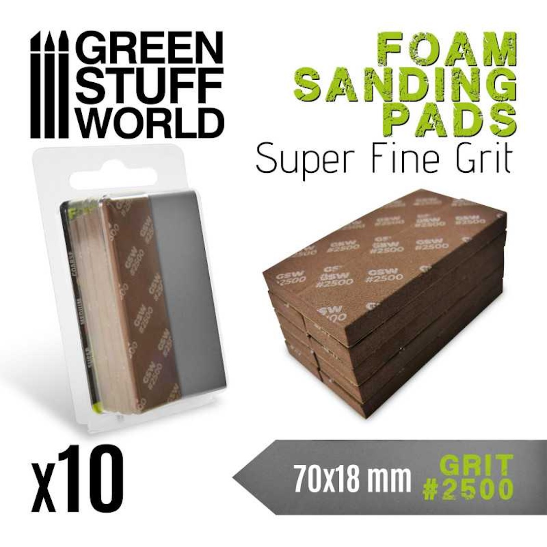 Green Stuff World Foam Sanding Pads 2500 grit - 10x pilník (Green Stuff World)