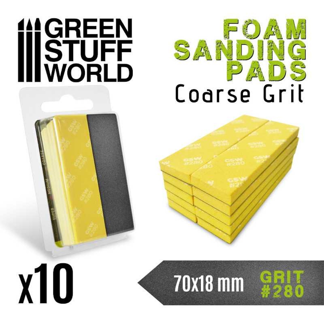 Green Stuff World Foam Sanding Pads 280 grit - 10x pilník (Green Stuff World)