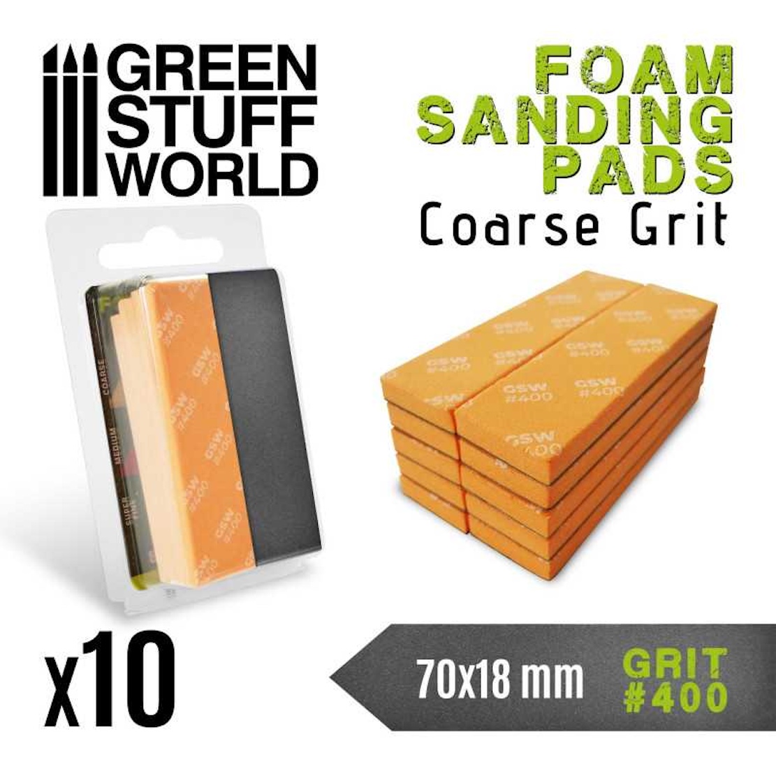 Green Stuff World Foam Sanding Pads 400 grit - 10x pilník (Green Stuff World)