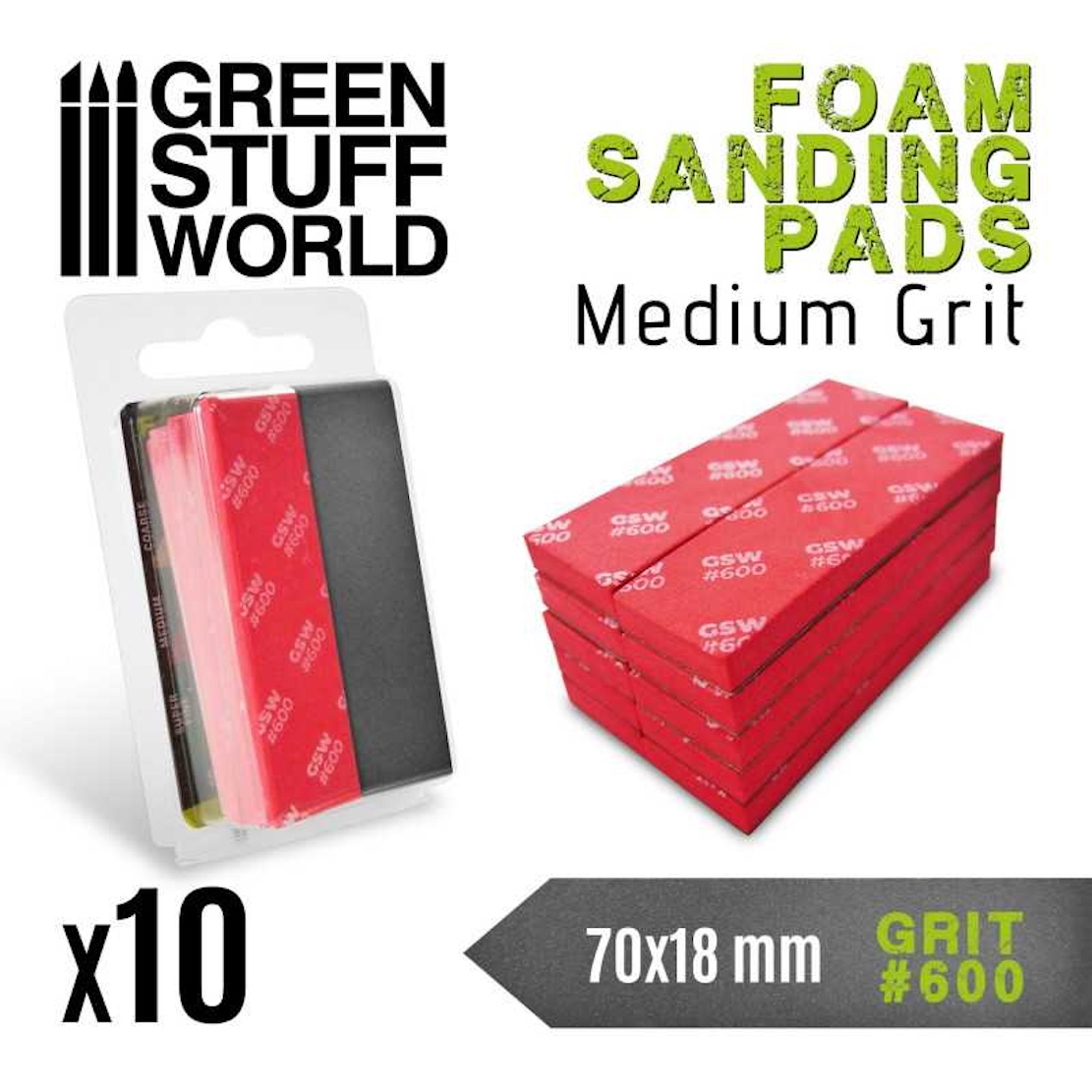 Green Stuff World Foam Sanding Pads 600 grit - 10x pilník (Green Stuff World)