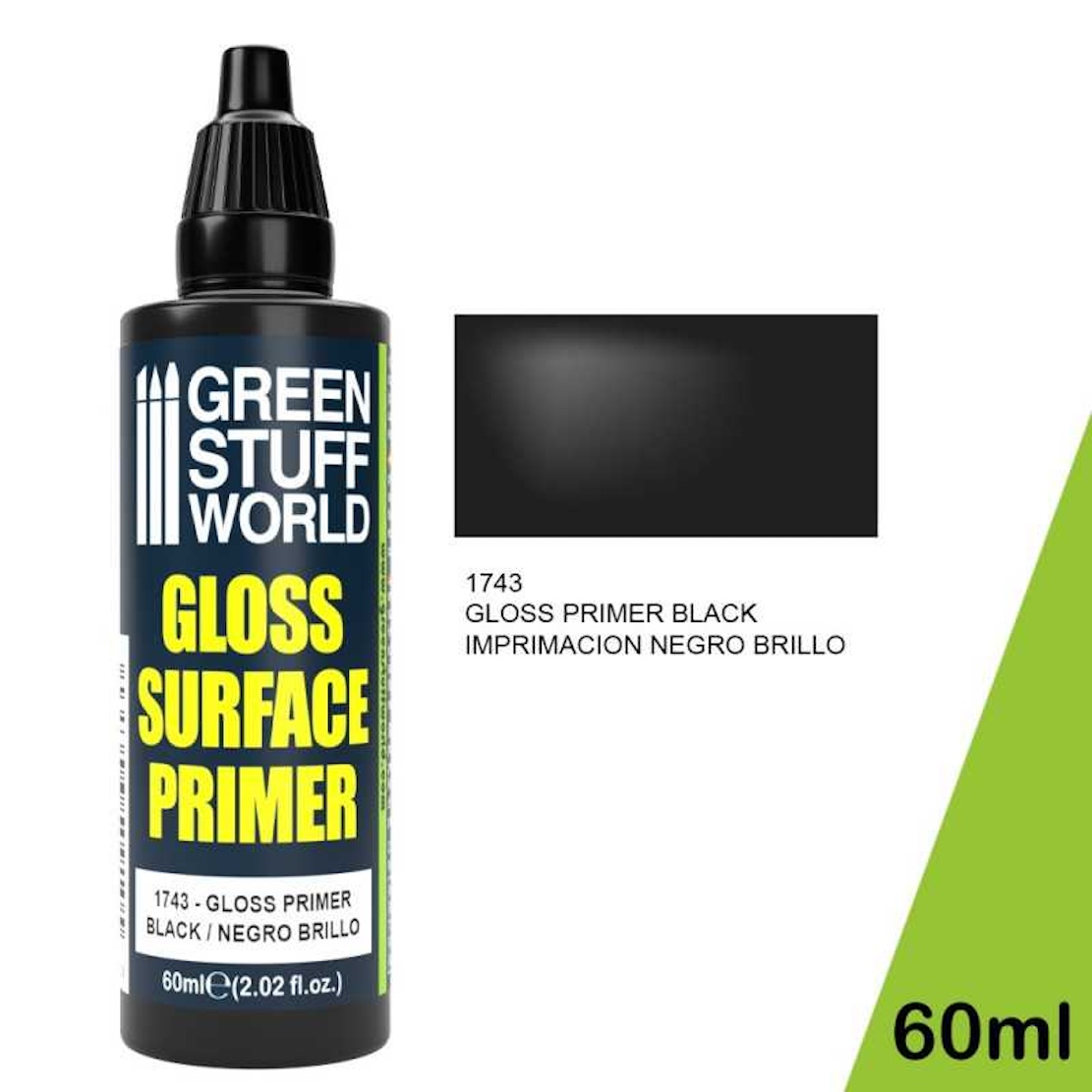 Green Stuff World Gloss Surface Primer 60ml - Black (Green Stuff World)