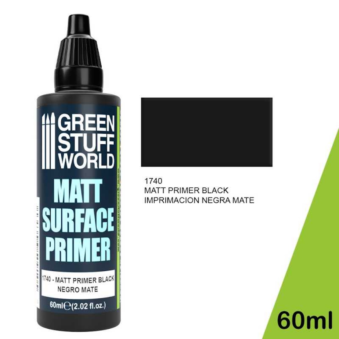 Green Stuff World Matt Surface Primer 60ml - Black (Green Stuff World)