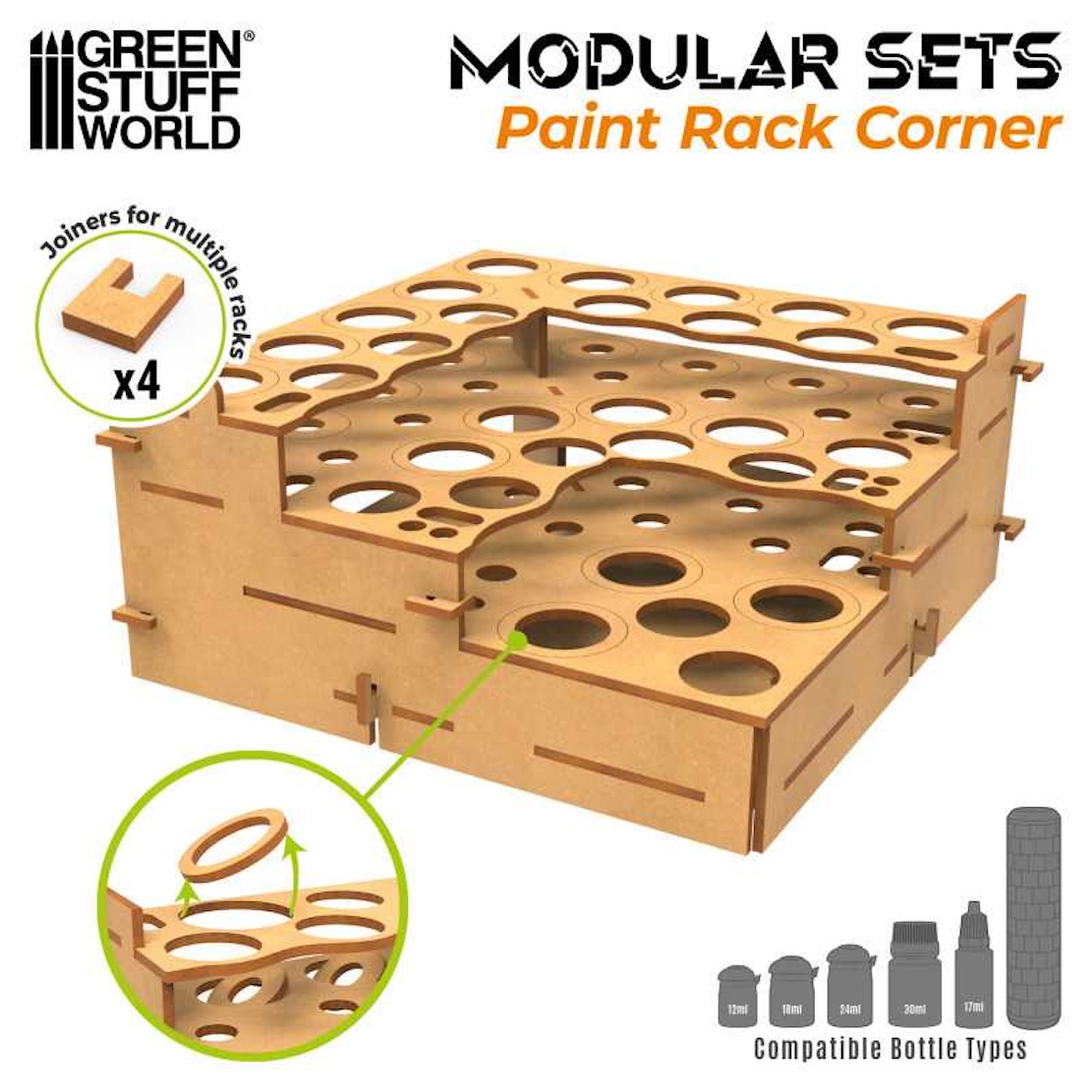 Green Stuff World Modular Paint Rack - STRAIGHT CORNER (Green Stuff World)