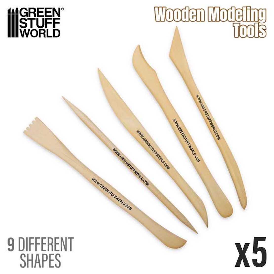 Green Stuff World Wooden Modeling Tools - sada 5 modelářských nástrojů  (Green Stuff World)