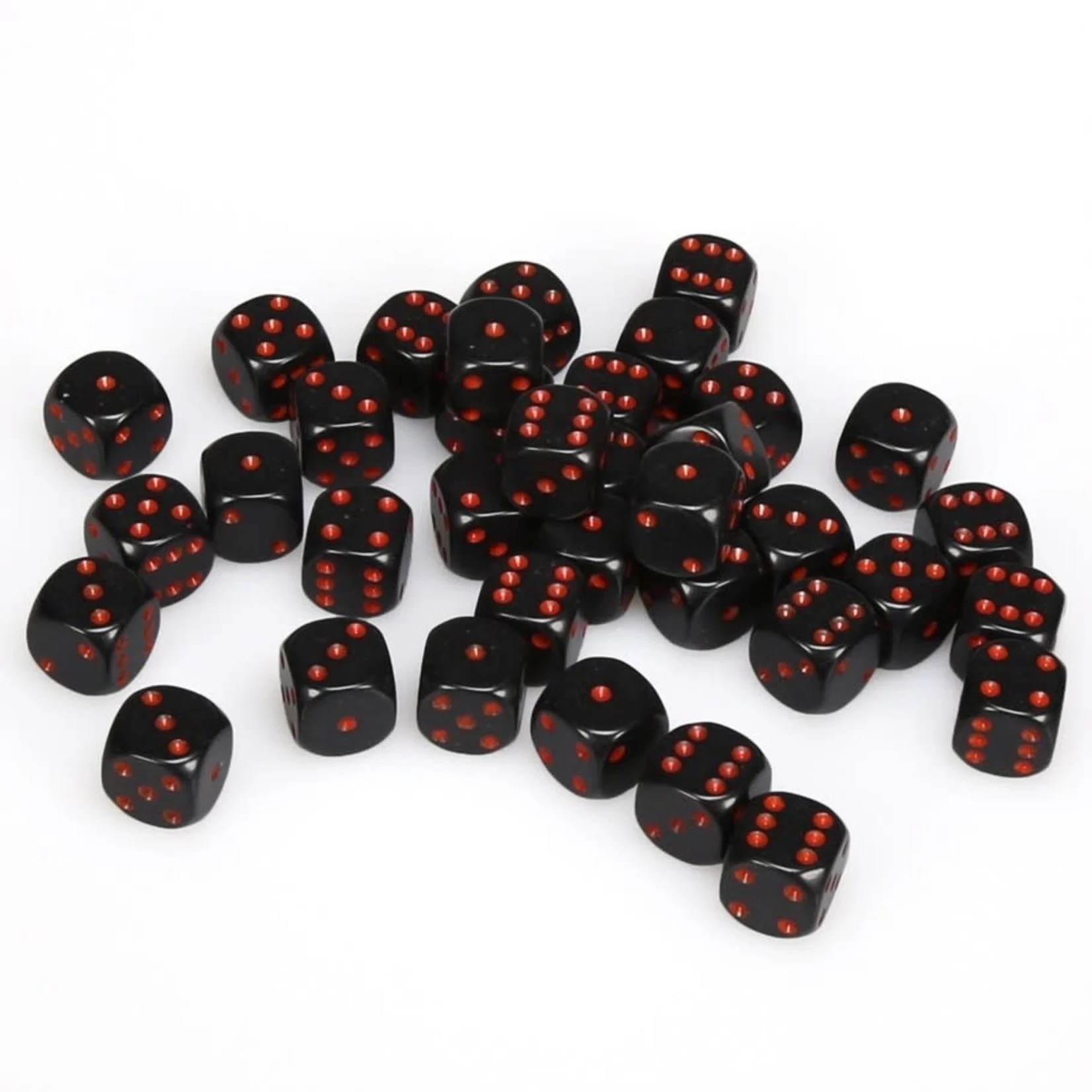 Sada 36 kostek 12mm D6 - Black / Red Chessex Opaque