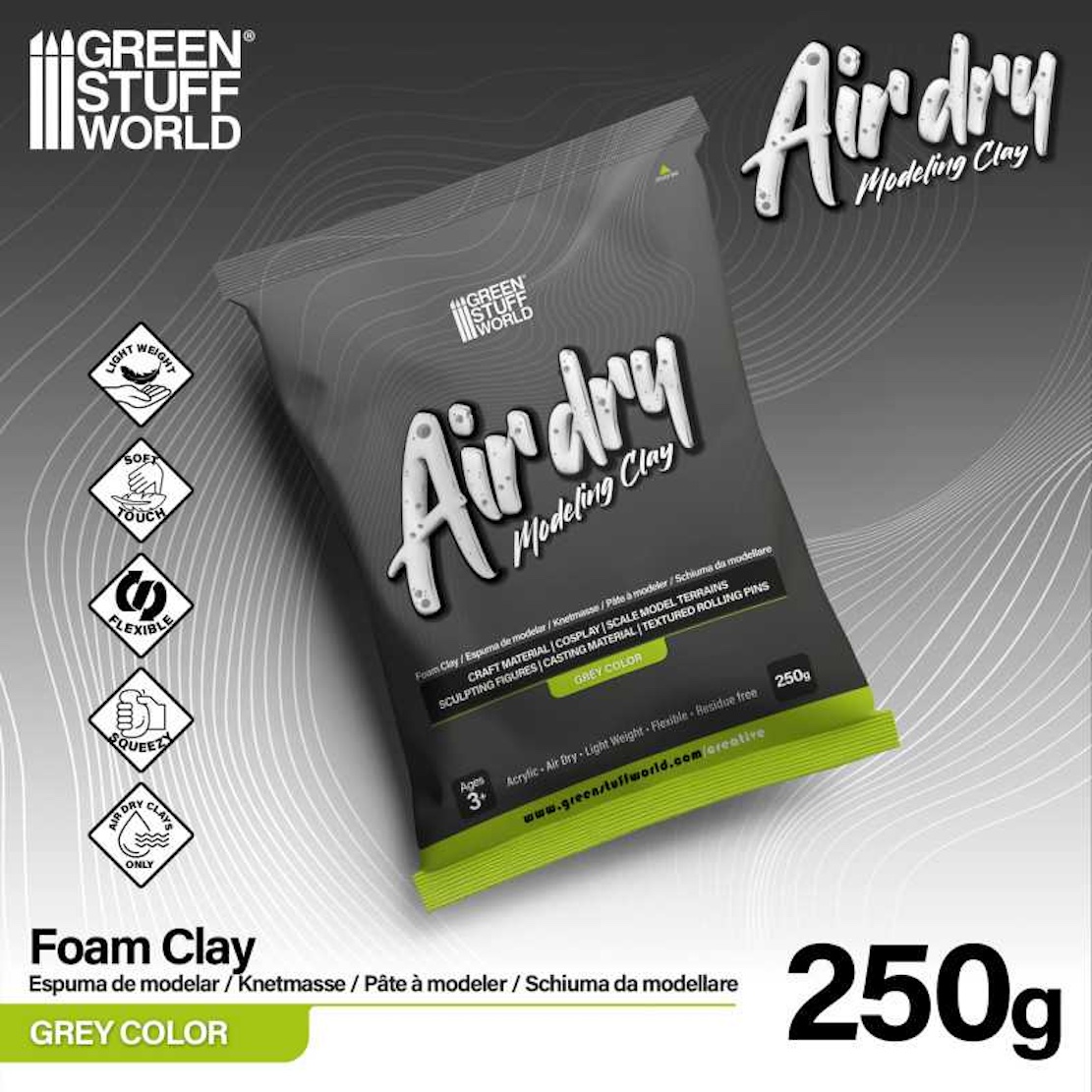 Green Stuff World Air Dry Foam Clay 250gr. - Grey - modelářská hmota (Green Stuff World)