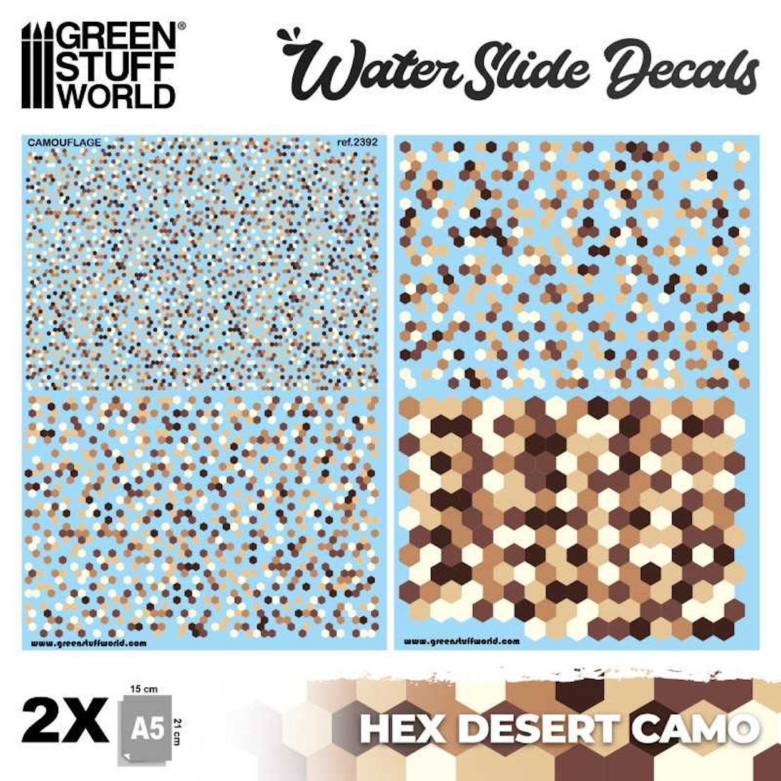 Green Stuff World Waterslide Decals - Hex Desert Camo (Green Stuff World)