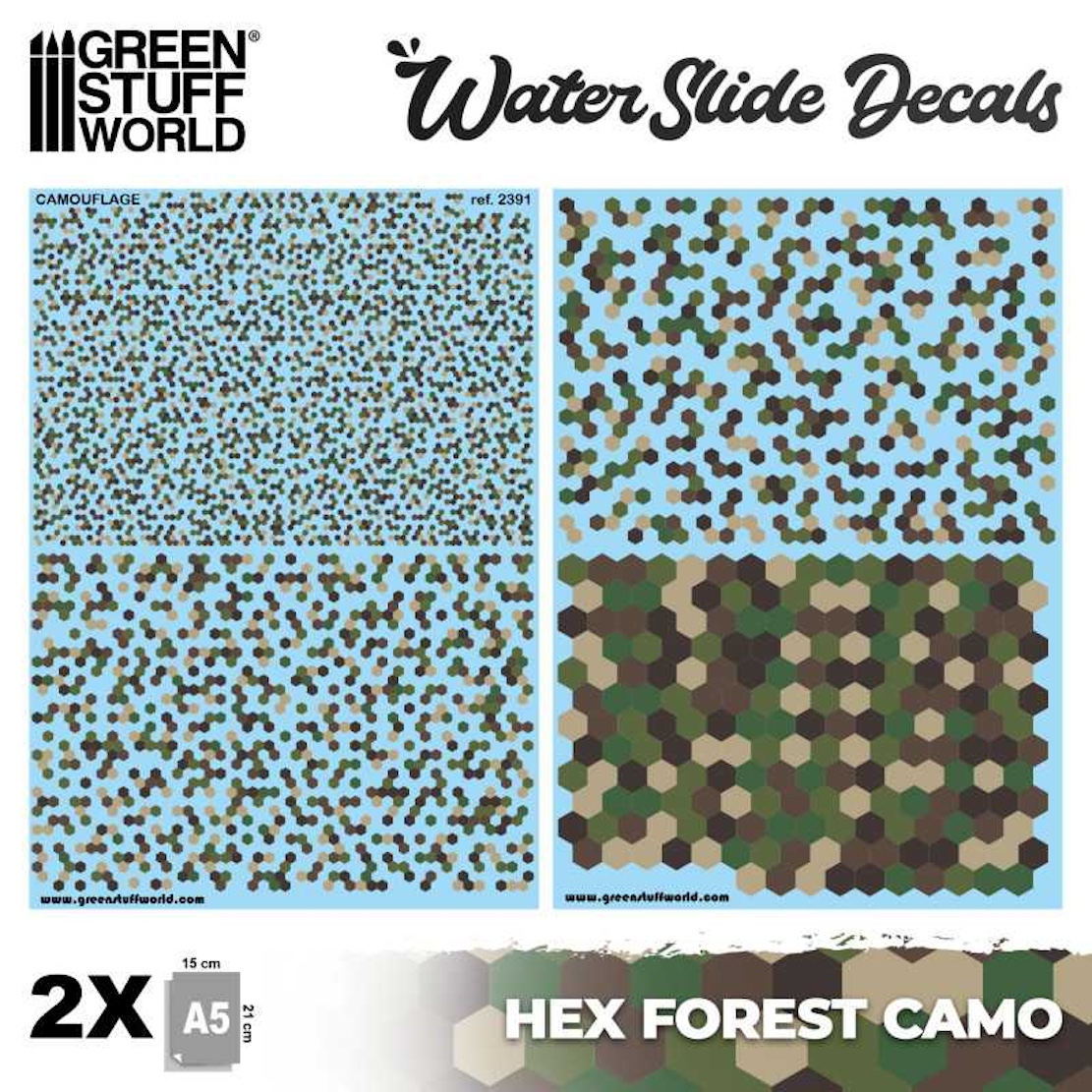 Green Stuff World Waterslide Decals - Hex Forest Camo (Green Stuff World)