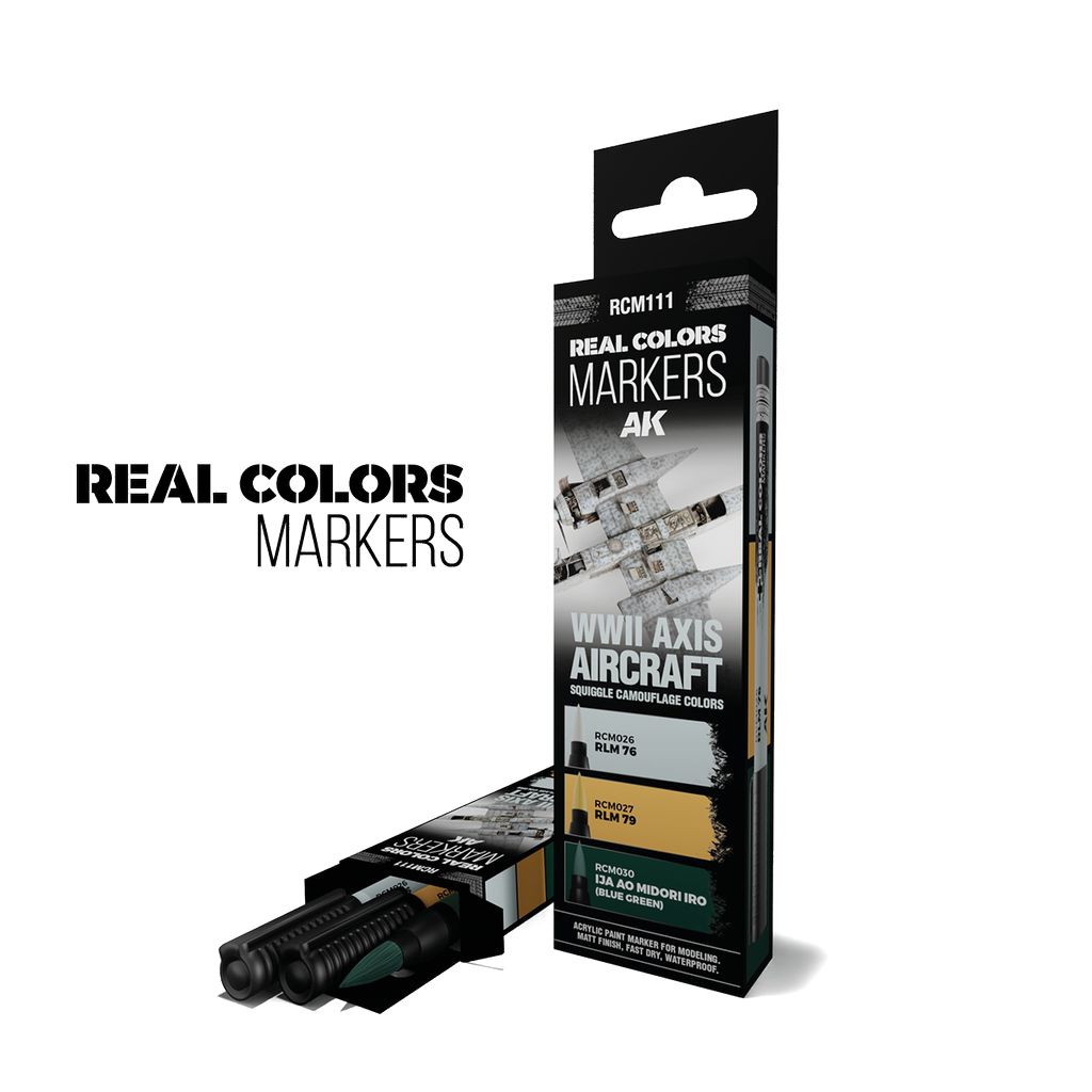 AK Interactive RCM111 WWII Axis Aircraft Squiggle (Set) (Set 3 markerů)