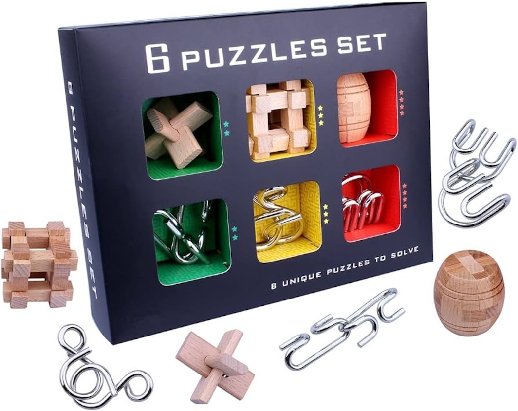 Alloy Puzzles 6 Puzzles Set - Kovové a dřevěné hlavolamy