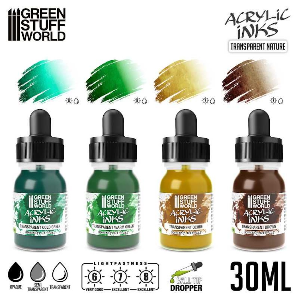 Green Stuff World Acrylic Inks Set - Transparent Nature x4 (Green Stuff World)