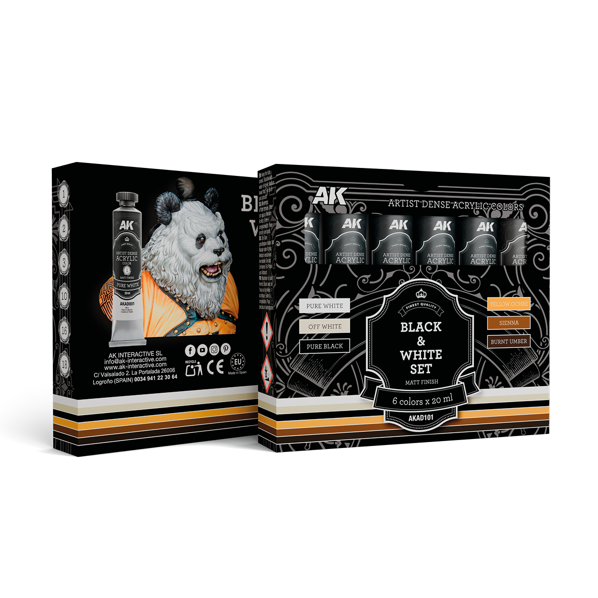 AK Interactive BLACK & WHITE SET – ARTISTIC DENSE ACRYLIC COLOR (AK)