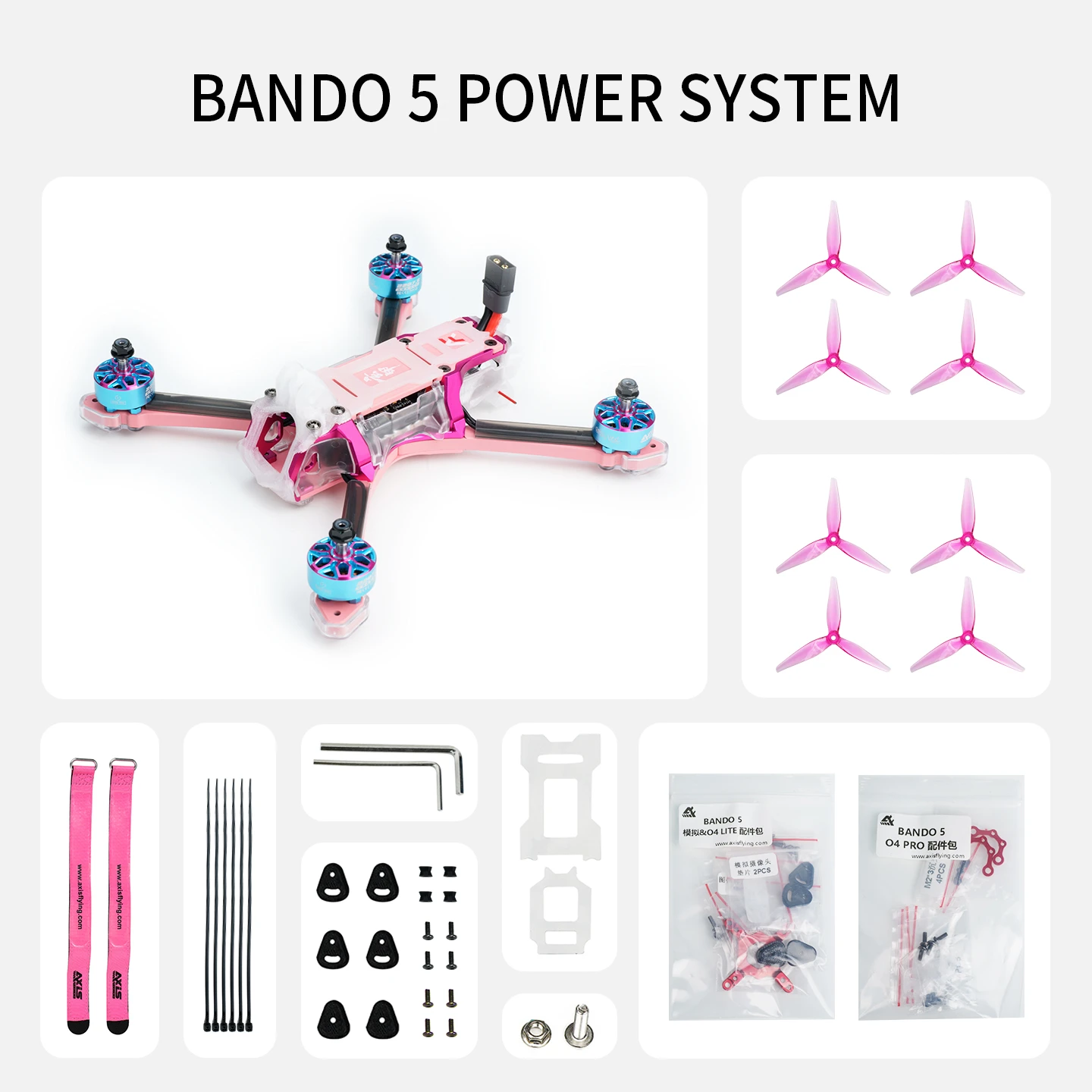 AxisFlying Bando5 BNF Quad - H7 Single-Gyro FC - Analog 1.6W VTX (AxisFlying)