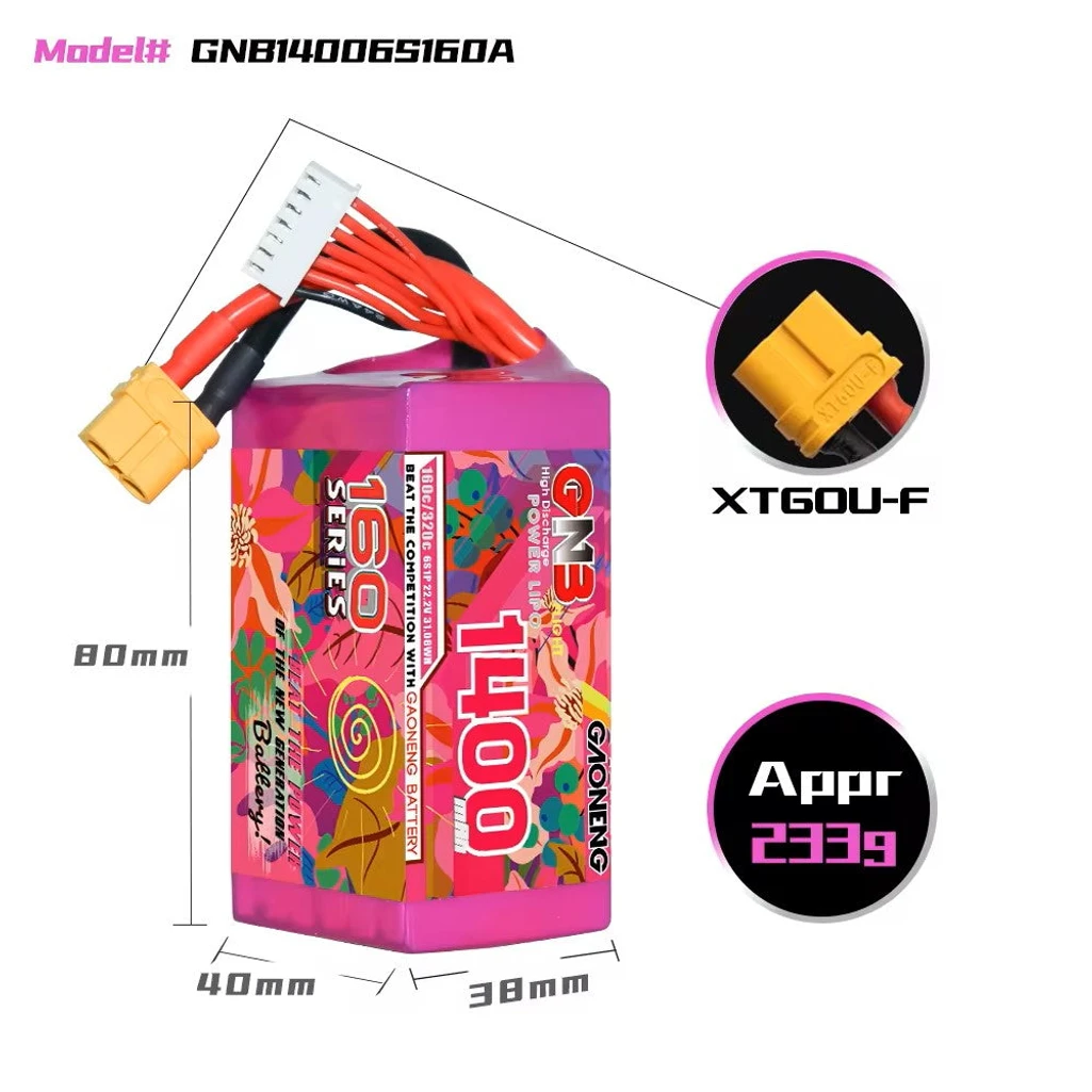 GNB LiPo 6S 1400mAh 160C XT60 (Gaoneng)