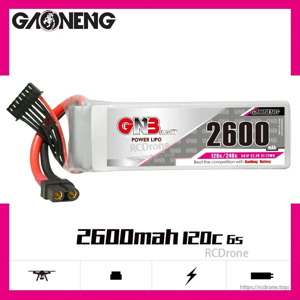 GNB LiPo Battery 2600mAh 6S 120C - XT60 (Gaoneng)