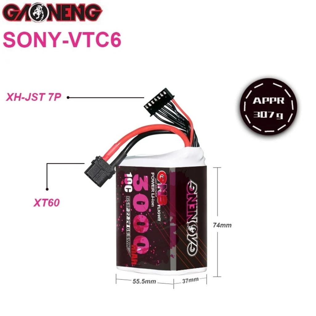 GNB Li-Ion Battery - 6S 3000mAh 10C Sony VTC6 (Gaoneng)